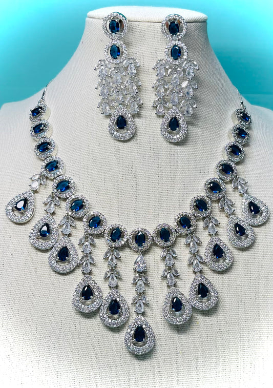 Dark Blue fall necklace set