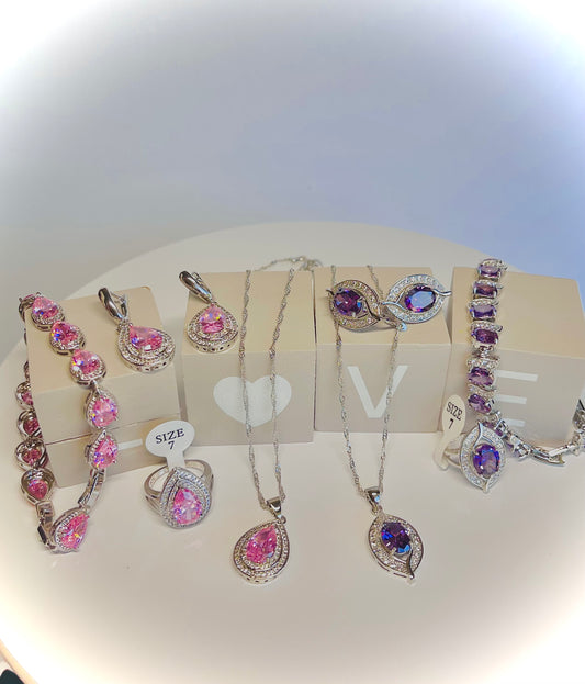 Purple & Pink combo necklace sets (2sets)